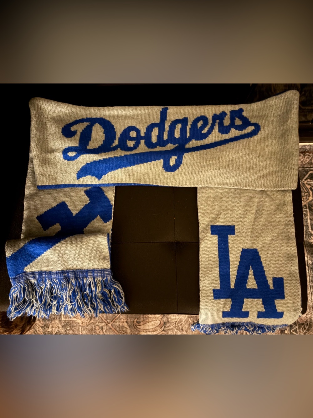 MLB Los Angeles Dodgers Blue and Gray Knit Scarf